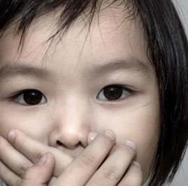 child silenced by abusive parent